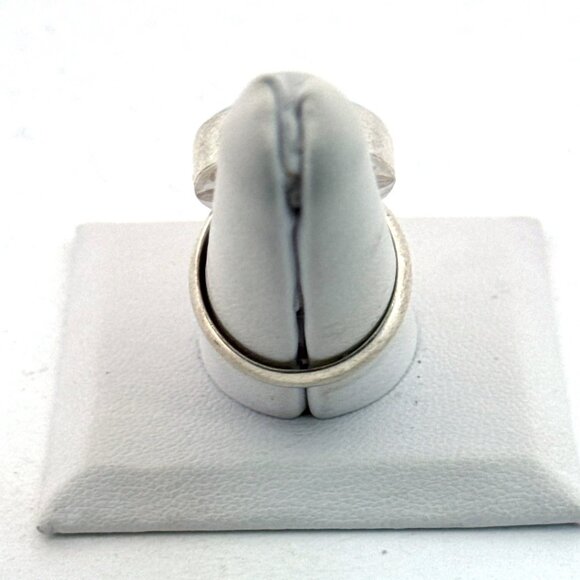 Estate Sterling Silver 925 Oval Larimar Gemstone Ring Size 8, 9.1g Statement - Picture 3 of 8